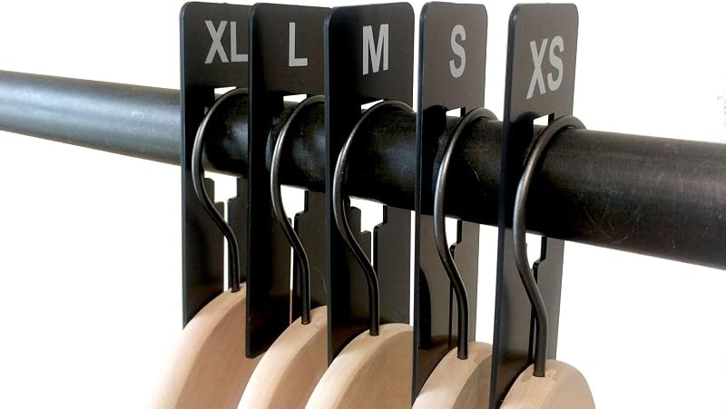 Kit 10 divisores ropa negros con estampado blanco XS-XL