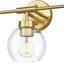 Lámpara tocador 3 luces 23" vidrio transparente color dorado