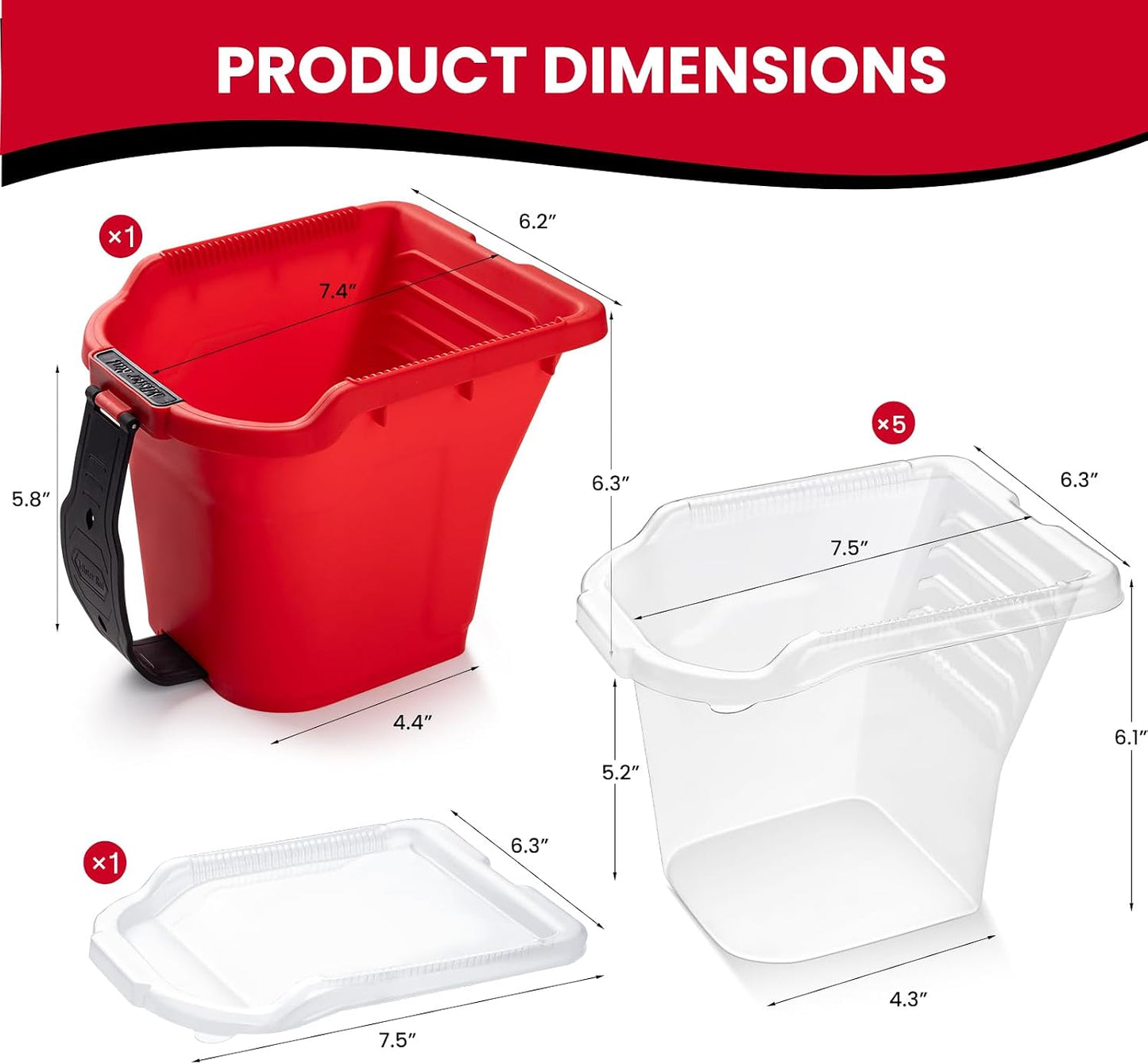 Cubo pintura 4pulg con forro set 7 tapa diseño magnético