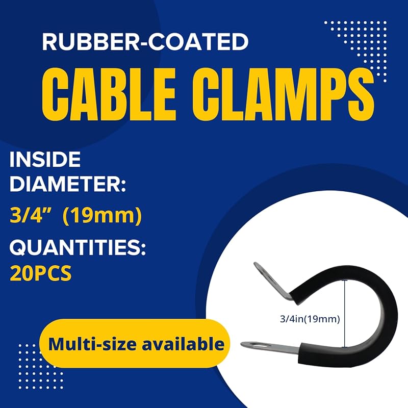 20 Abrazaderas Cable Acero Inox 3/4pulg con Goma