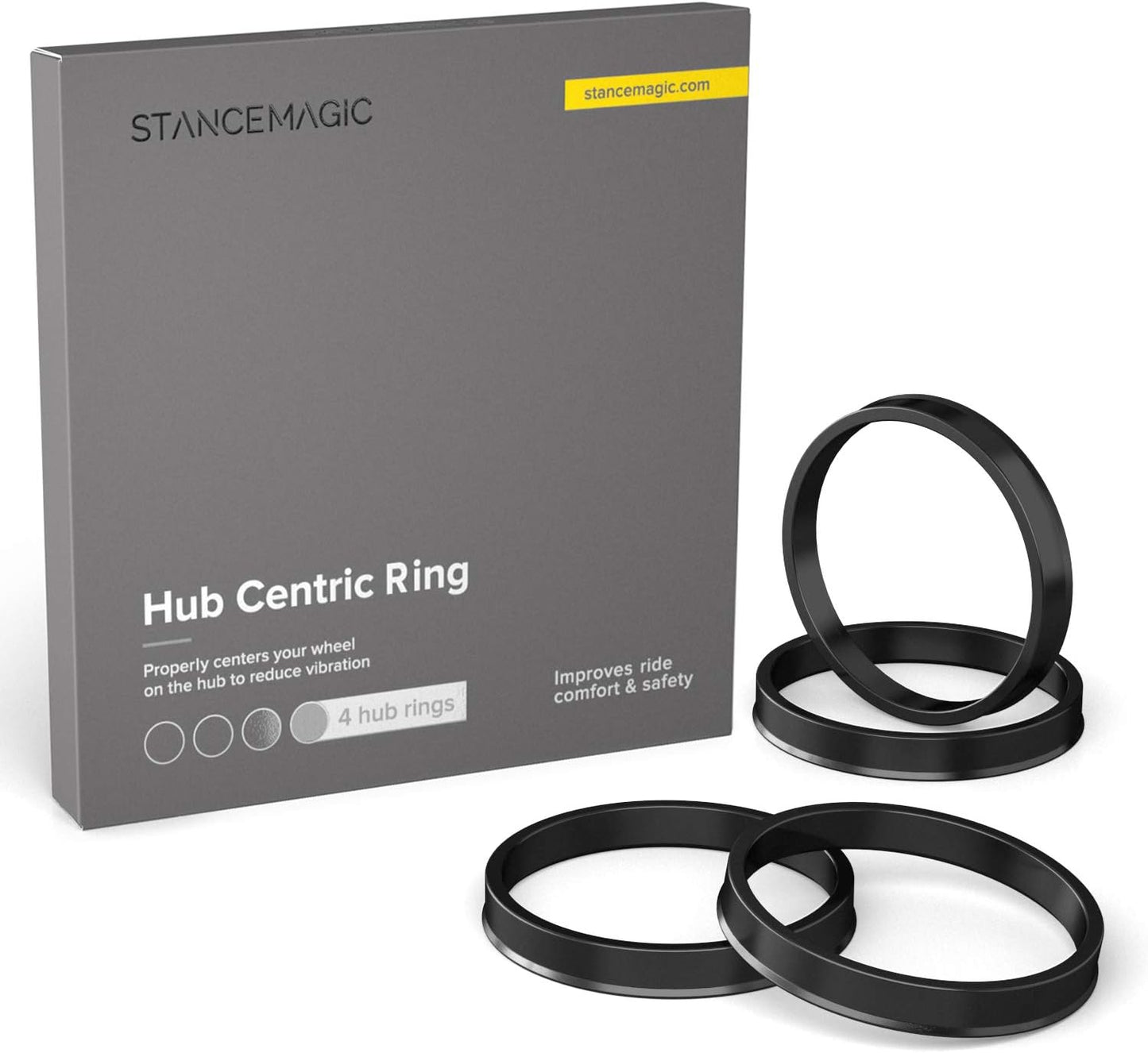Anillos espaciadores plástico negro 57.1mm DI a 73.1mm DE