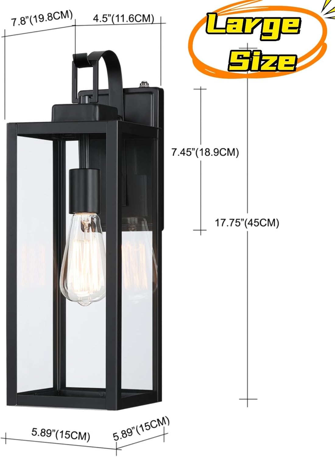 Aplique pared gran tamaño 17.75pulg luces modernas exterior