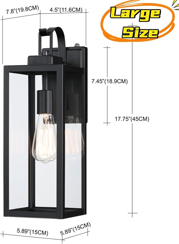 Lámpara pared exterior moderna 17.75" metal vidrio