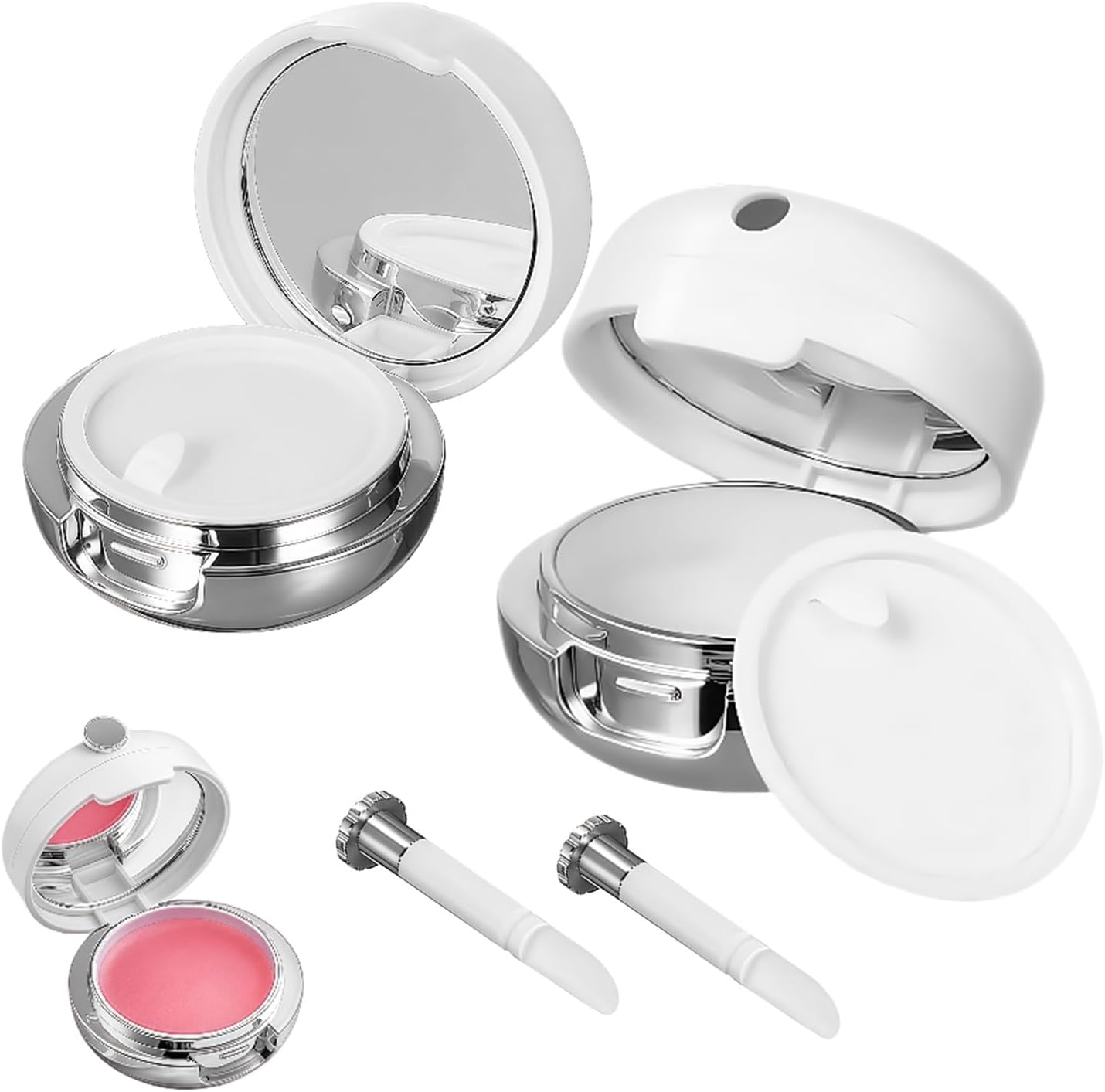 2 Tarros Balsamo Labios Vacios Blanco 13g con Espejo
