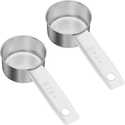 2 Tazas Medidoras Acero Inox 1/8 Taza Cuchara Metal Cocina