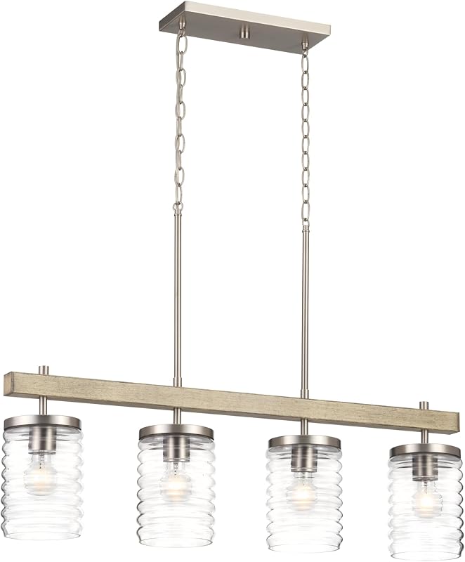 Candelabro lineal 4 luces níquel cepillado vidrio