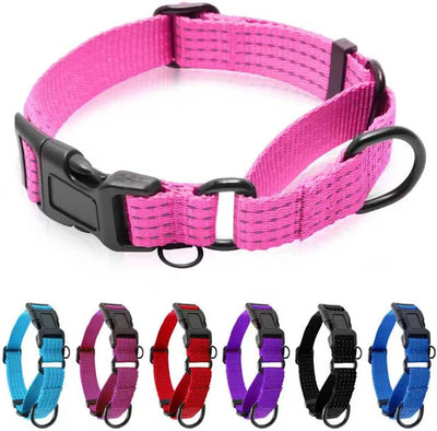 Collar martingale ajustable para perros rosa 1x15.5-19.5pulg