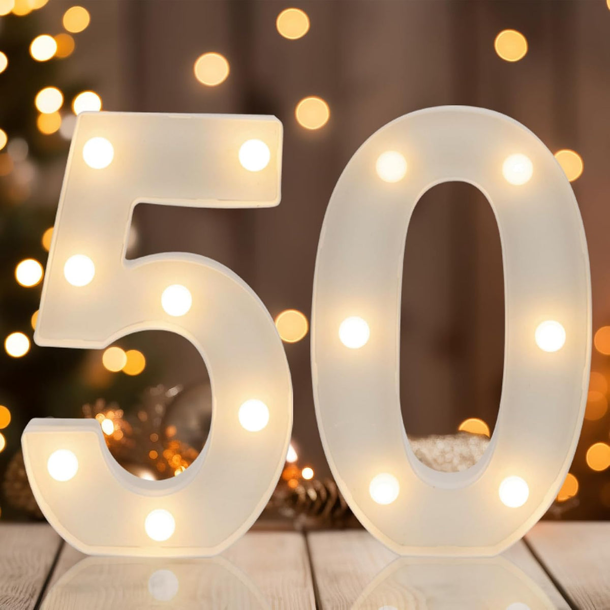 Números LED blancos cálidos para fiesta de 50