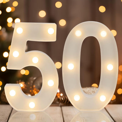 Números LED blancos cálidos para fiesta de 50