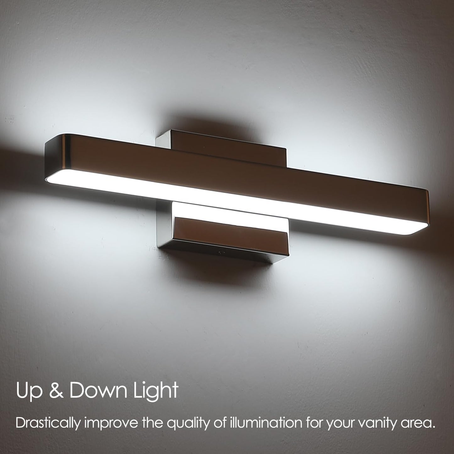 Barra luz LED baño 16pulg blanco frío 6000K cromo