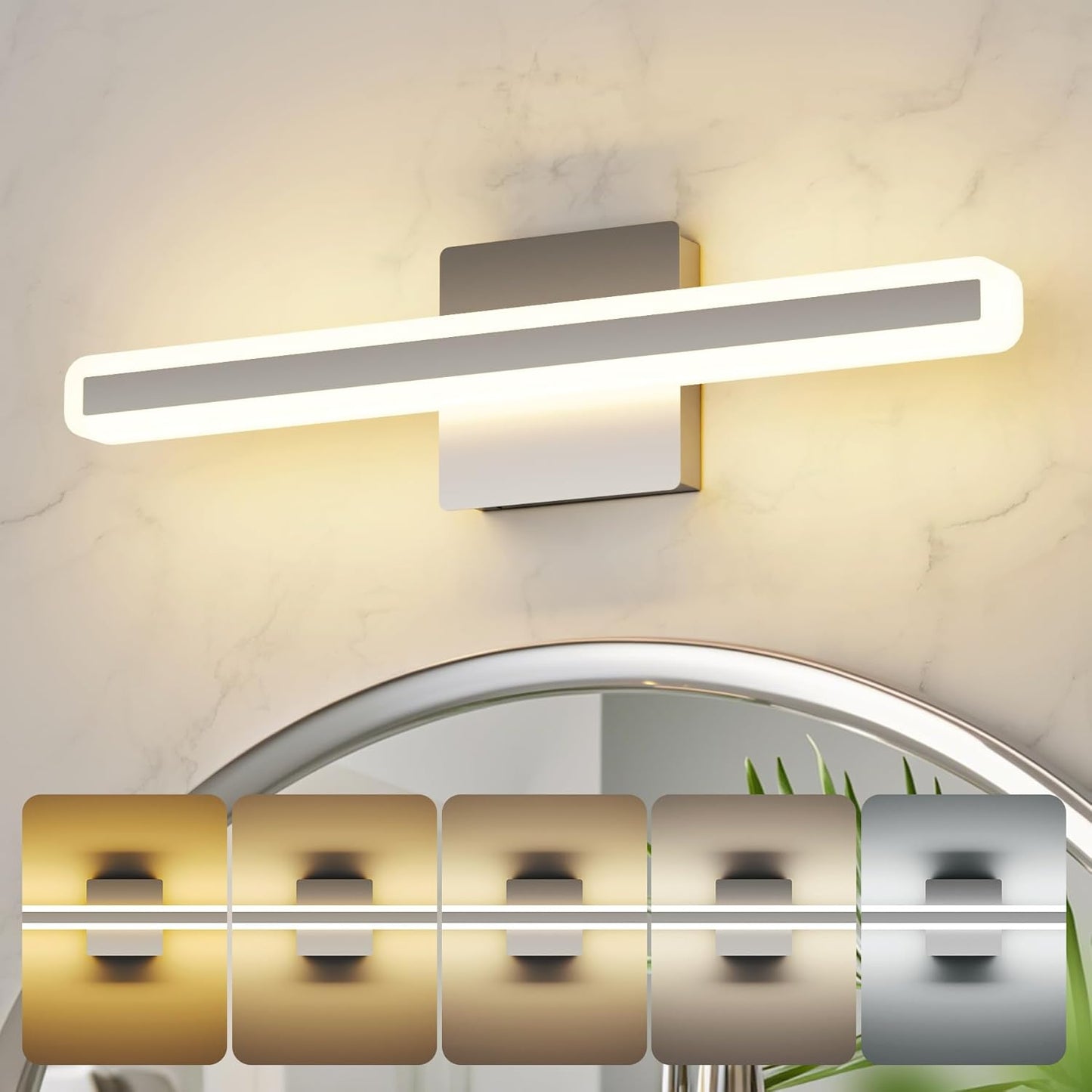 Lámpara tocador LED 15.7pulg regulable 5CCT níquel cepillado