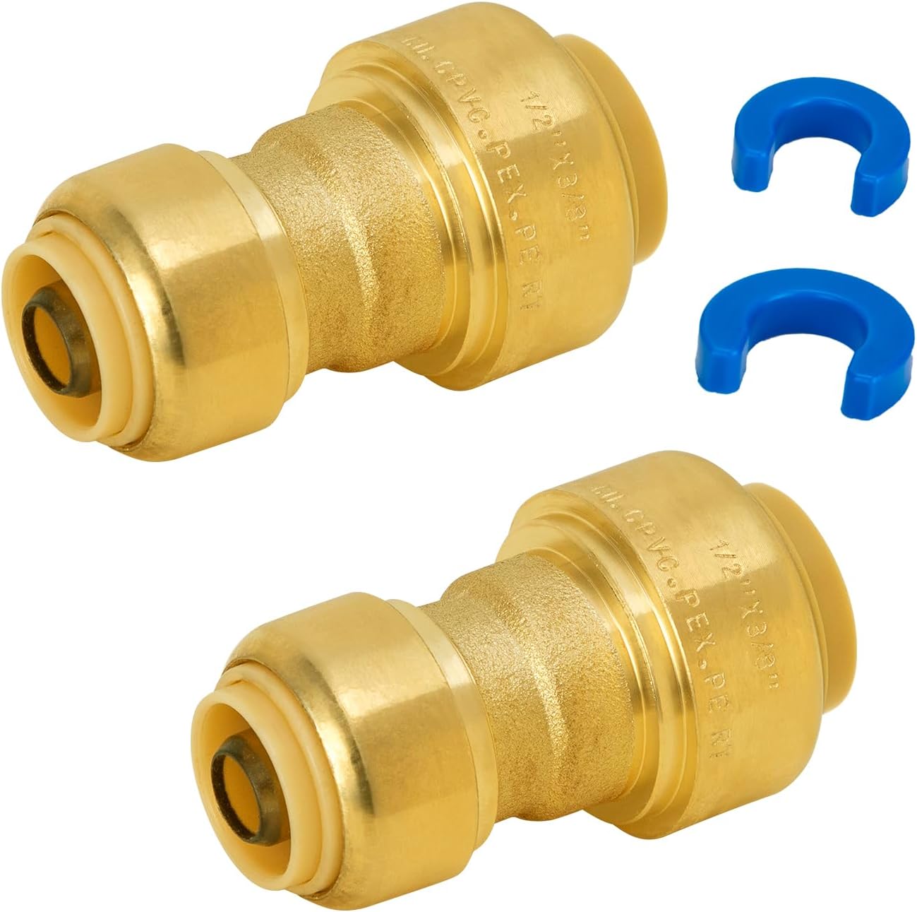 Acoplamiento reductor 1/2x3/8 Pushfit sin plomo latón PEX cobre