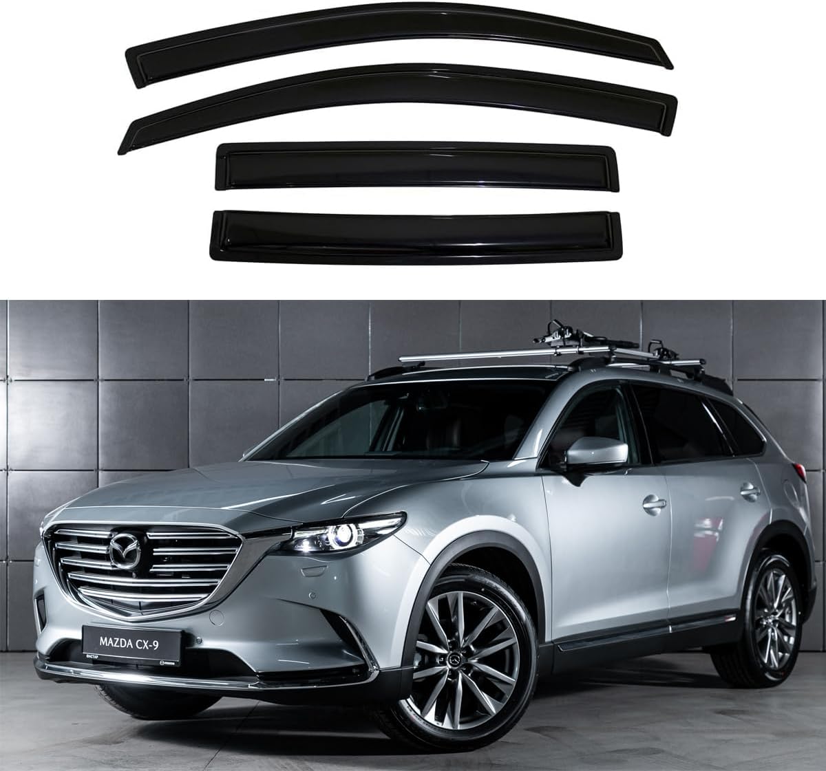 4 Pzas Deflector Viento Ventana Mazda CX9 07-15 Negro
