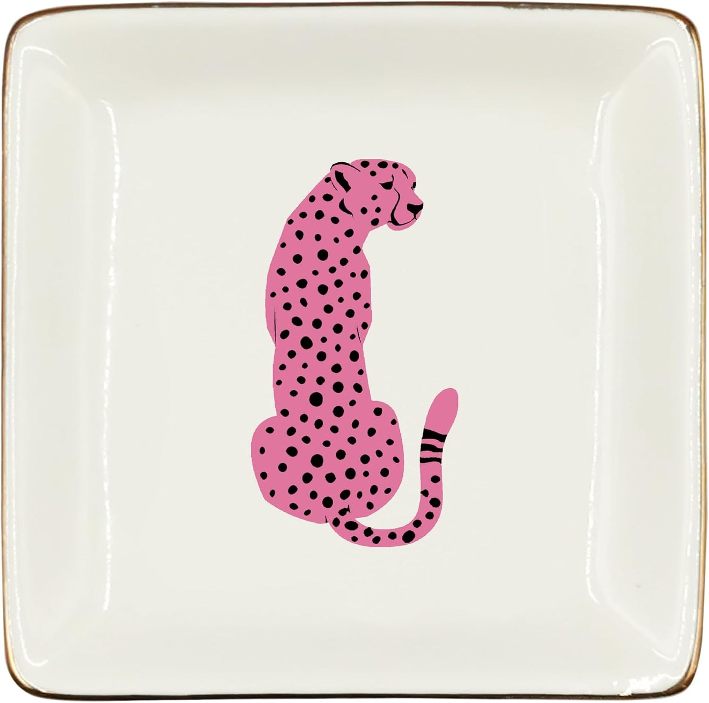 Bandeja cerámica joyas guepardo leopardo rosa plato