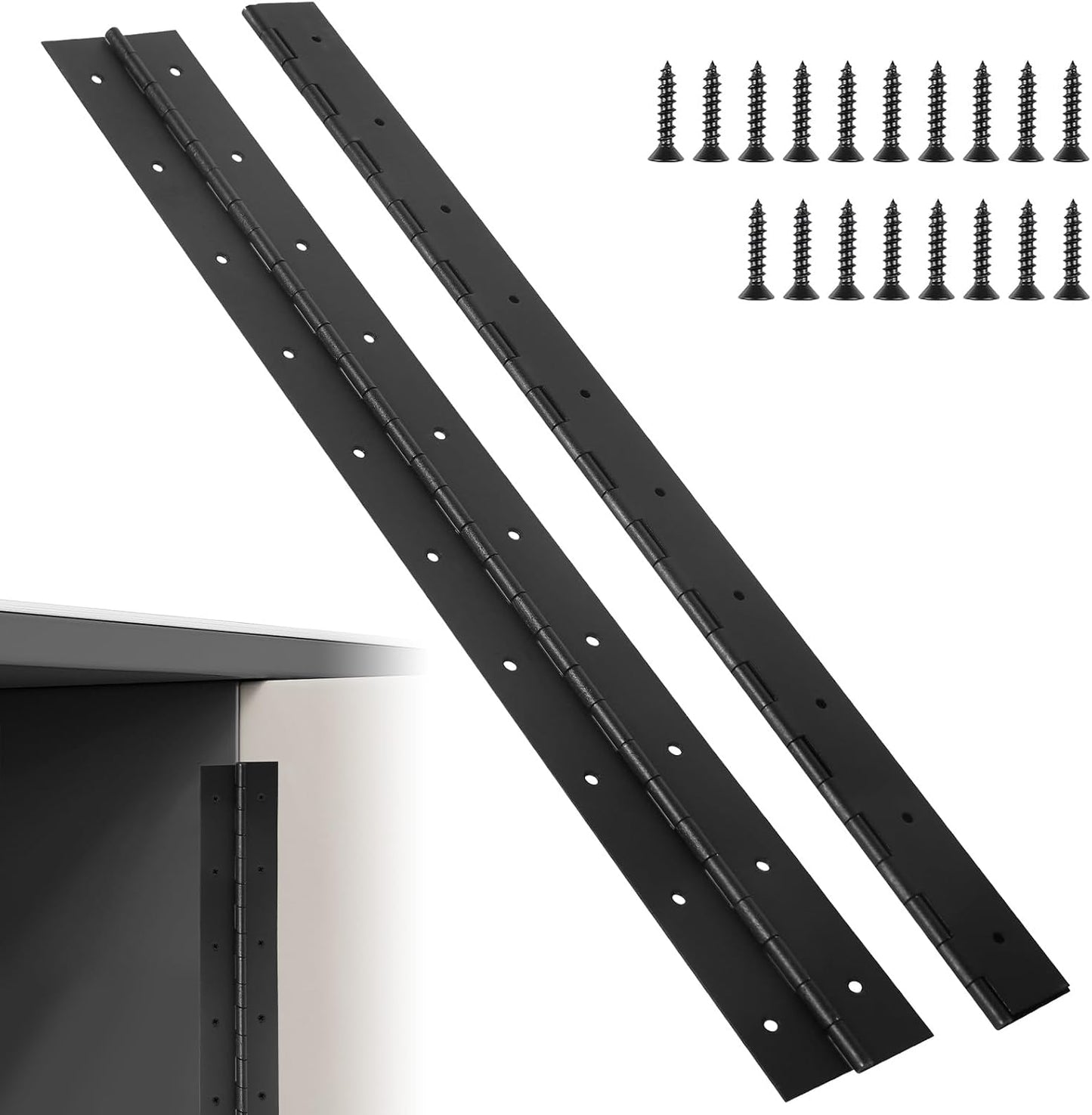 2 Pzas Bisagras Piano Acero Inox 48x3pulg Negro para Muebles