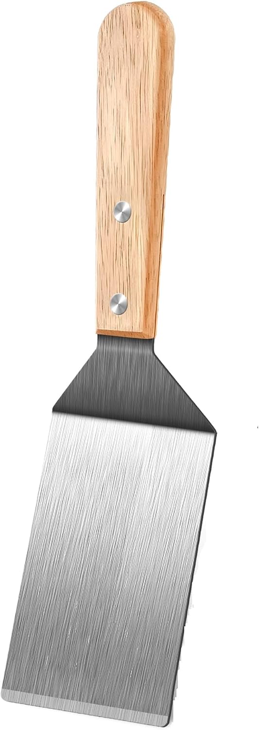 Juego espátulas acero inox mango madera cocina