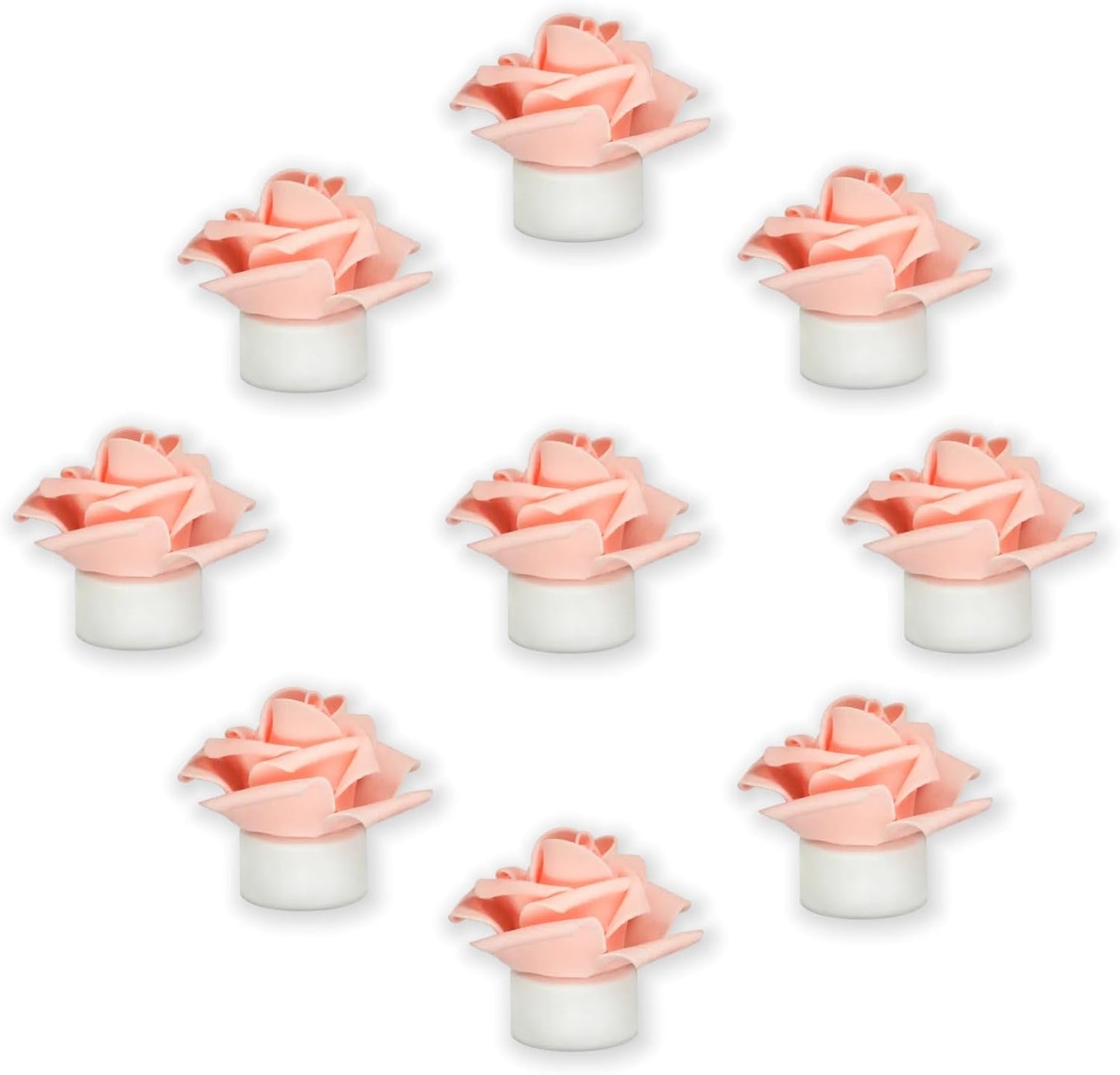 12 Velas LED con Flores Artificiales Rosa para Mesa Centrada