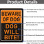 2 Carteles Perro Beware 14x10" Metal Aluminio Reflectante