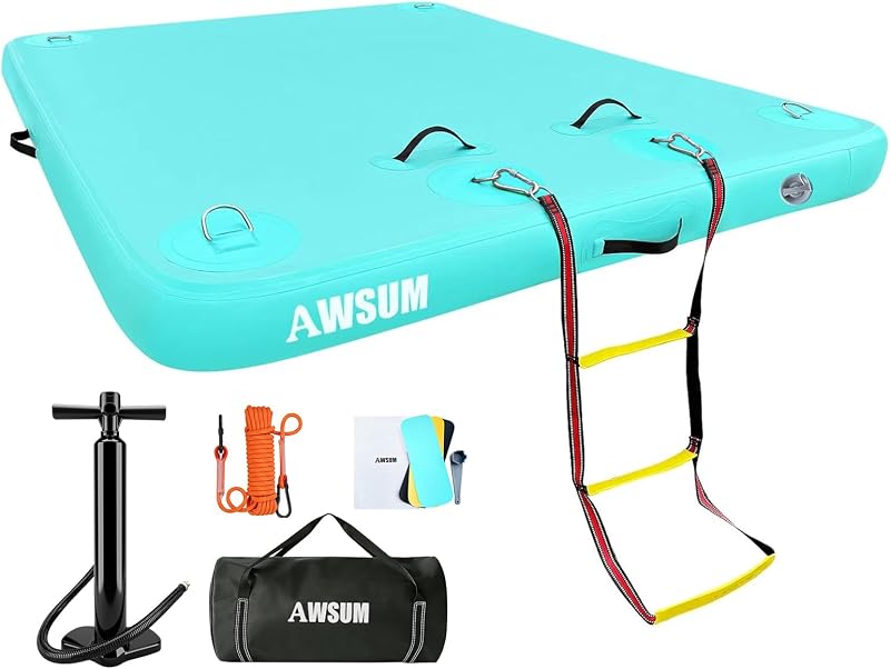 Muelle flotante inflable con superficie antiderrap para