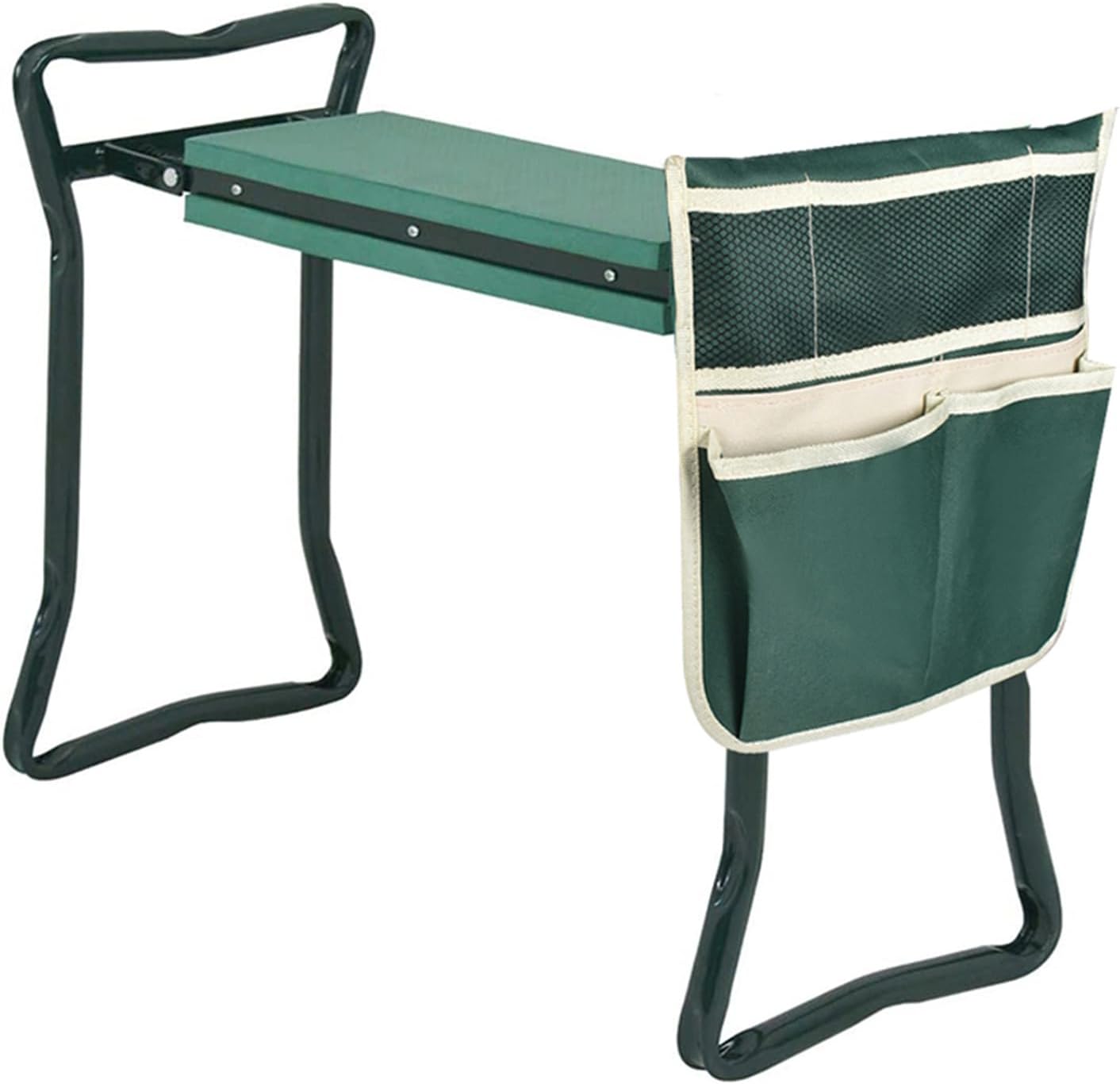 Taburete jardín plegable con bolsa herramientas