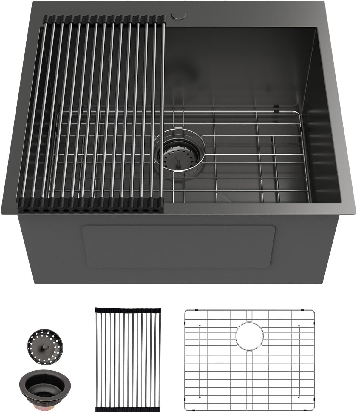 Fregadero lavandería 25x22x12pulg acero inox negro mate