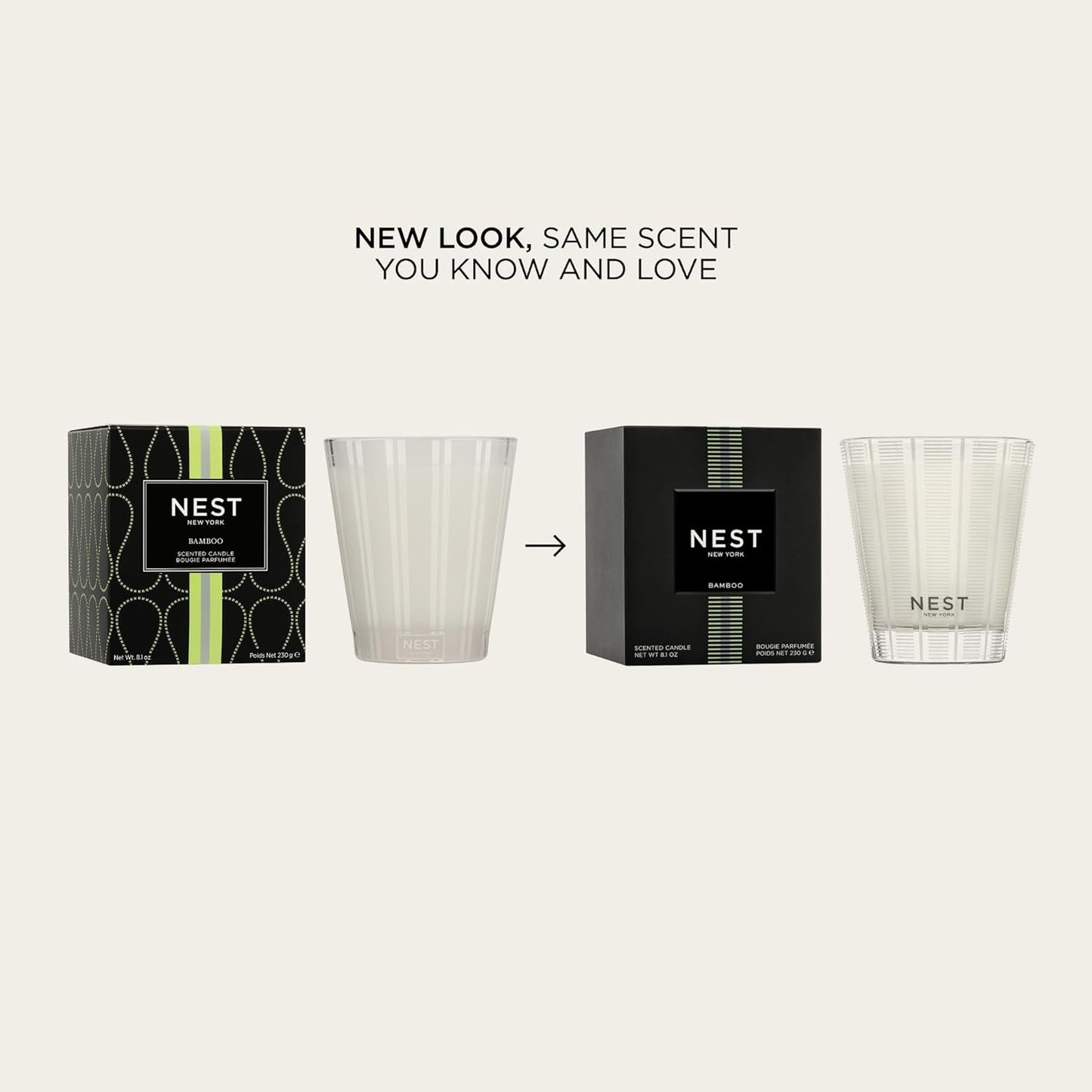 Vela clásica perfumada bambú 8.1oz 60h vidrio reutiliz.
