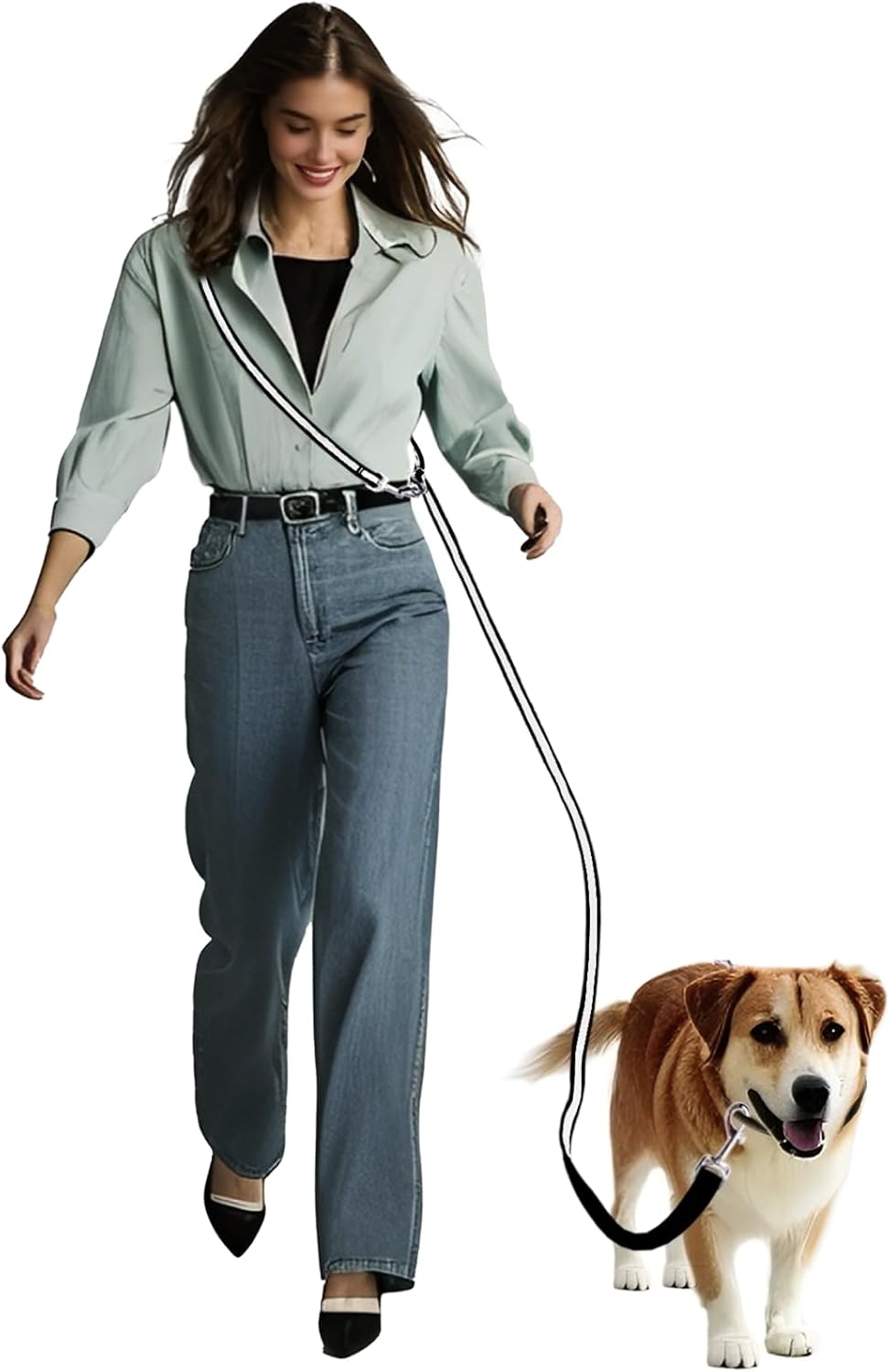 Correa perro manos libres cruzada 4.2-9ft para caminar correr