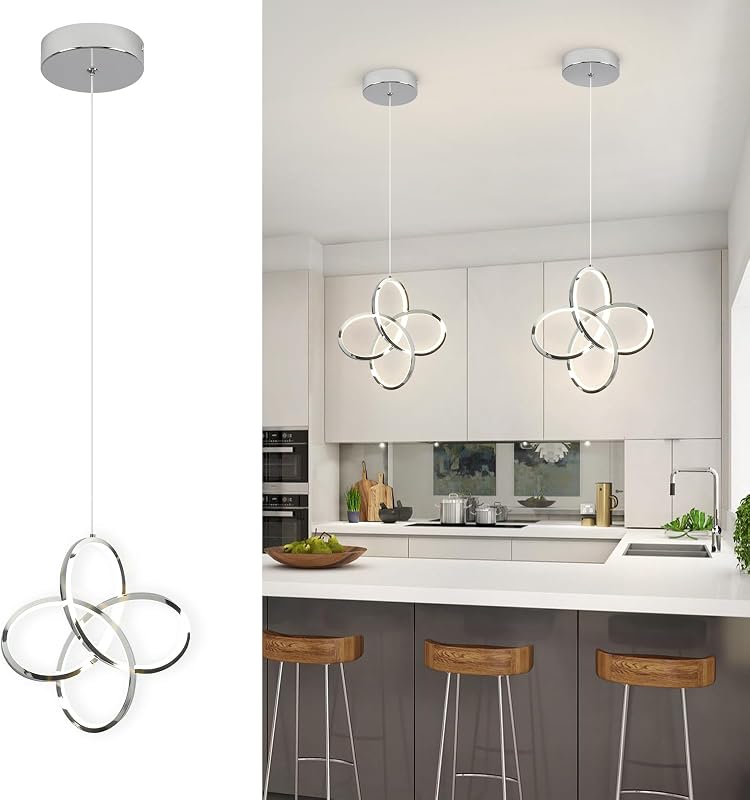Lámpara colgante cromada ajustable 4500K para cocina comedor