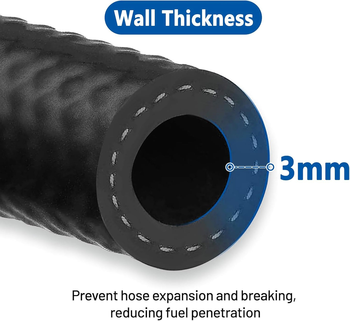 Manguera combustible goma NBR 5 pies 300PSI Negro