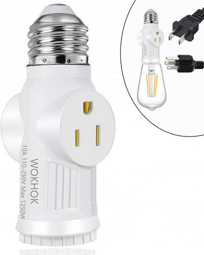 Adaptador enchufe luz E26 a 2/3 clavjas blanco