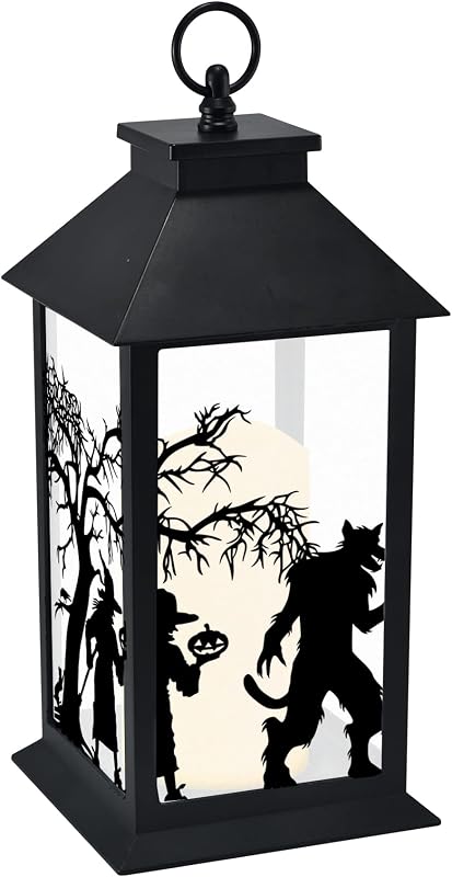 Linterna LED sin llama de monstruos Halloween 13pulg negro