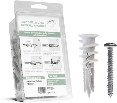 Anclajes pared nylon reforzado 90lb paquete 50 para drywall
