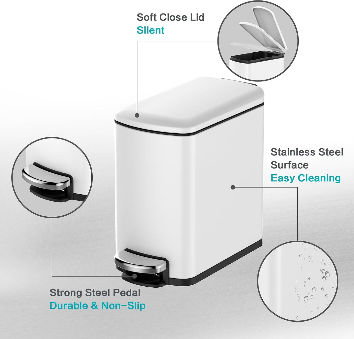 Cubo basura acero inox 6L con cubo extraible baño oficina
