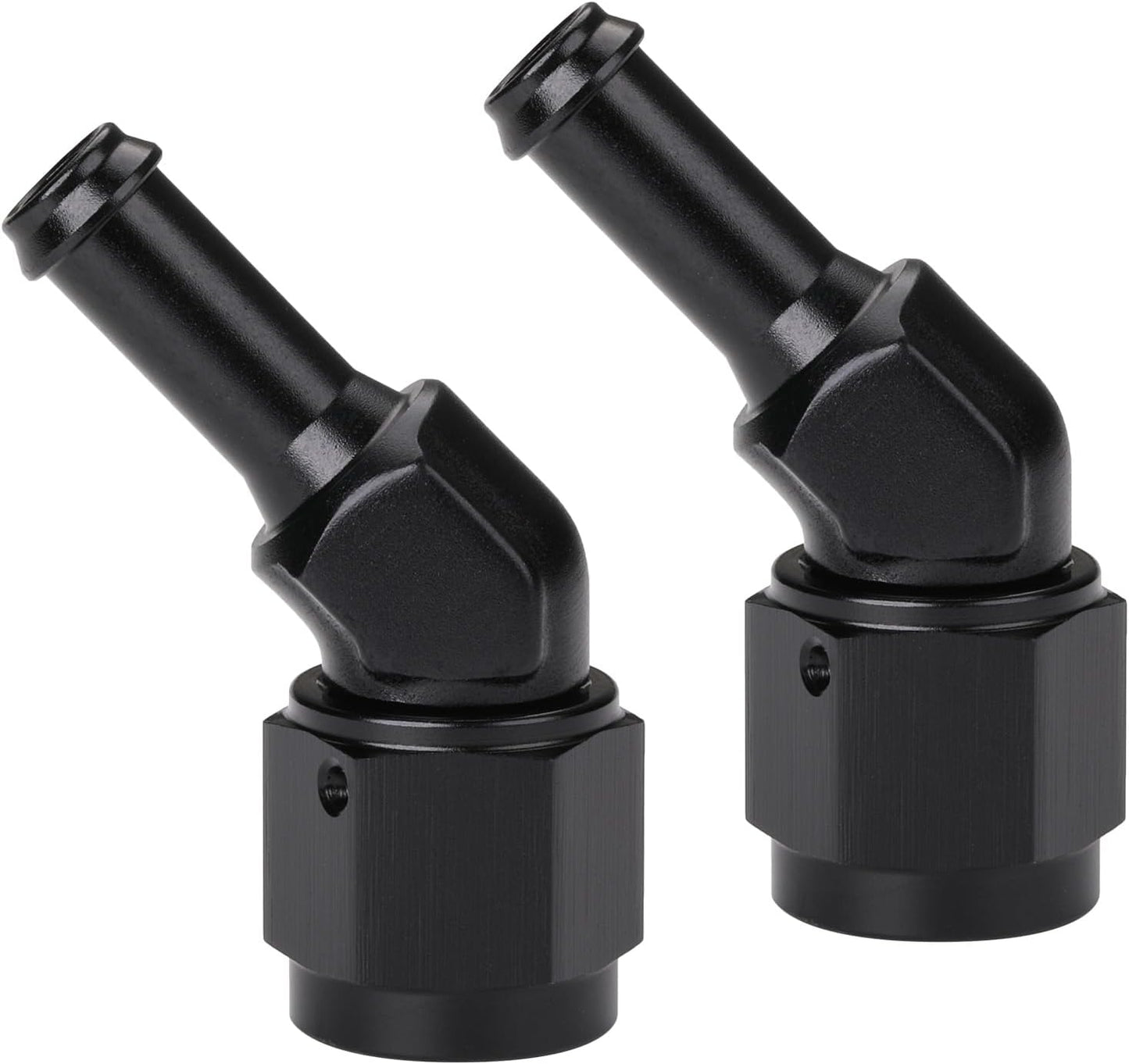 Adaptador manguera giratoria 45grados aluminio negro 2pzas