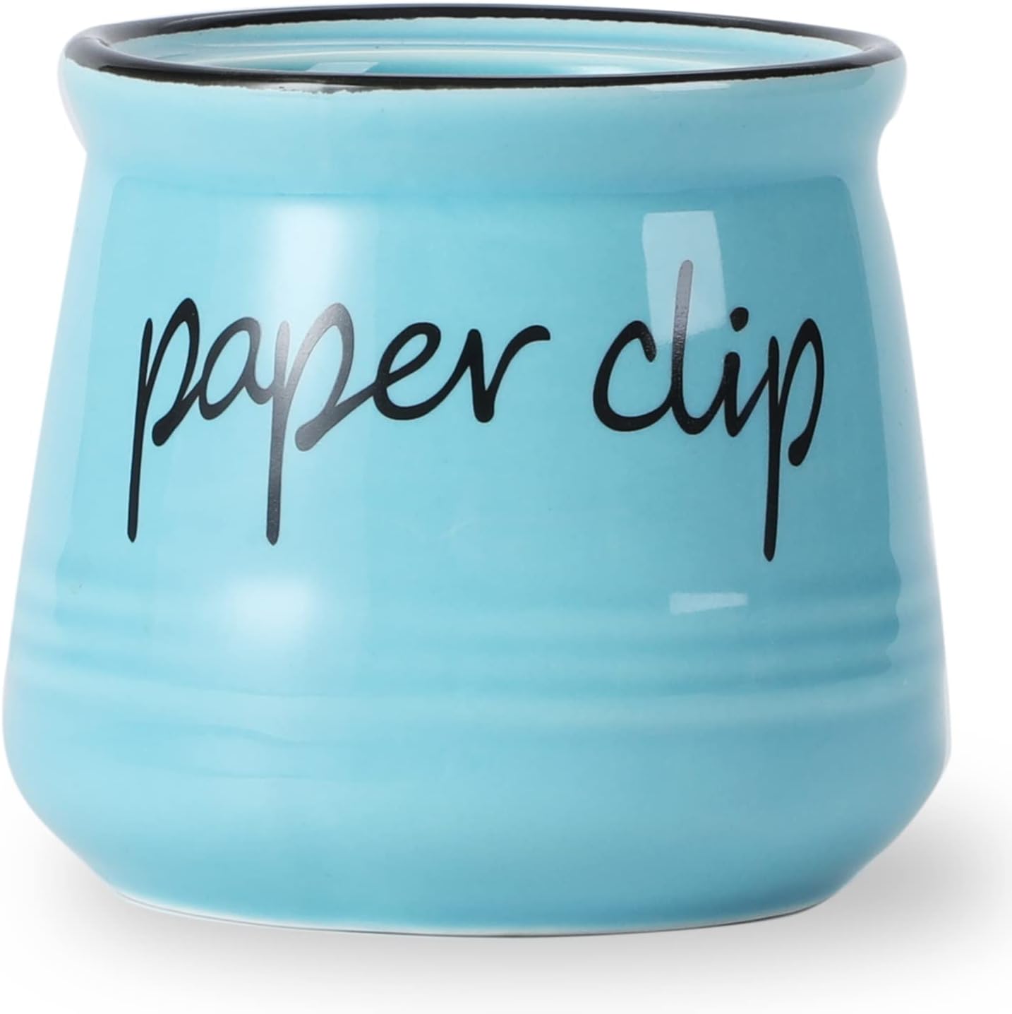 Soporte cerámica clips papel oficina 12oz turquesa