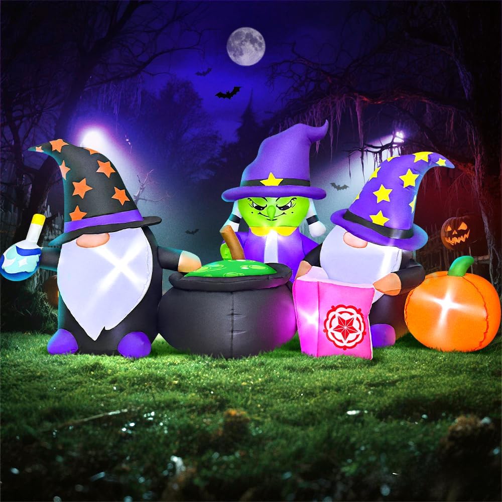 Decoración inflable Halloween 7ft con luces LED brujas