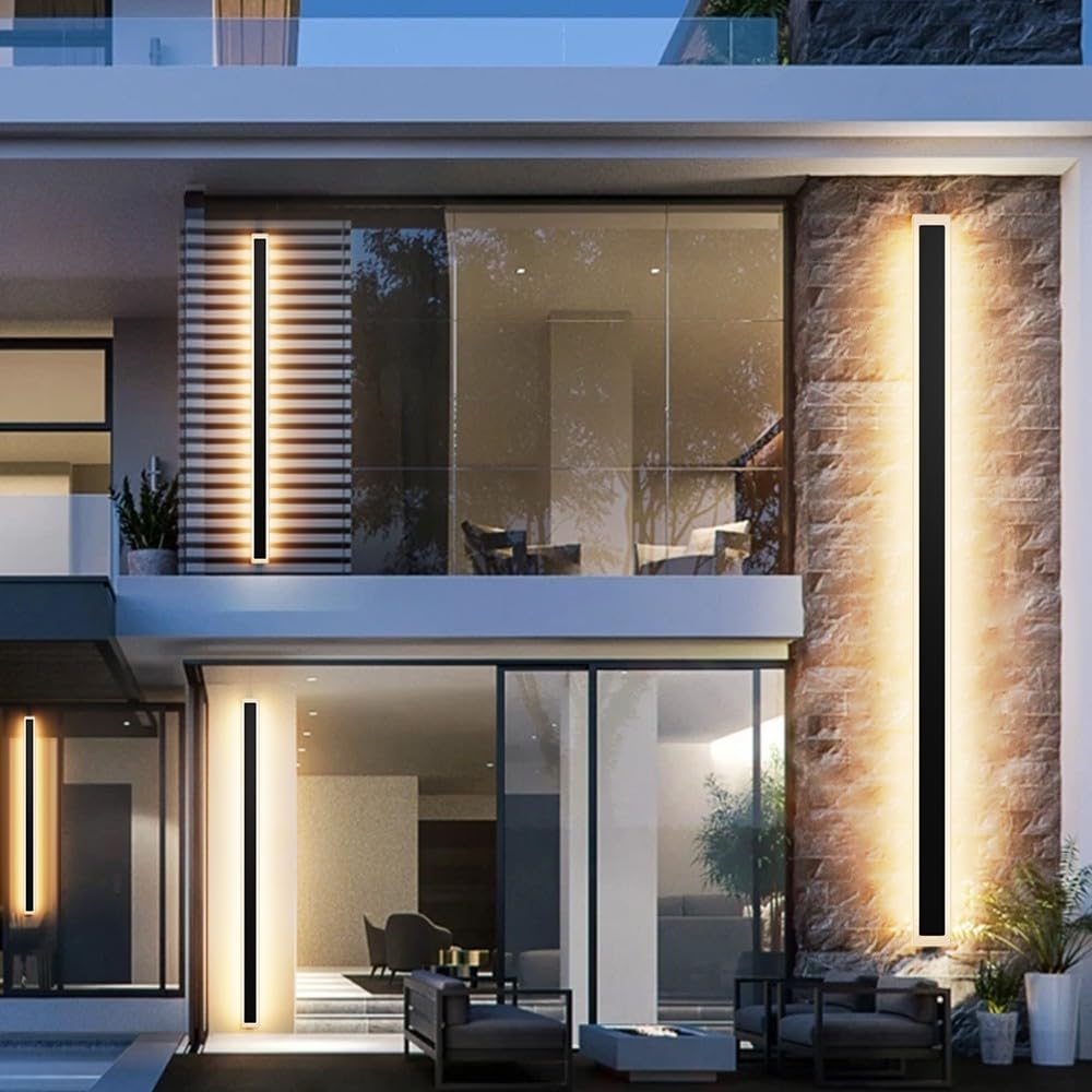 2 Pack Luces Pared Exterior Modernas 144cm Negro