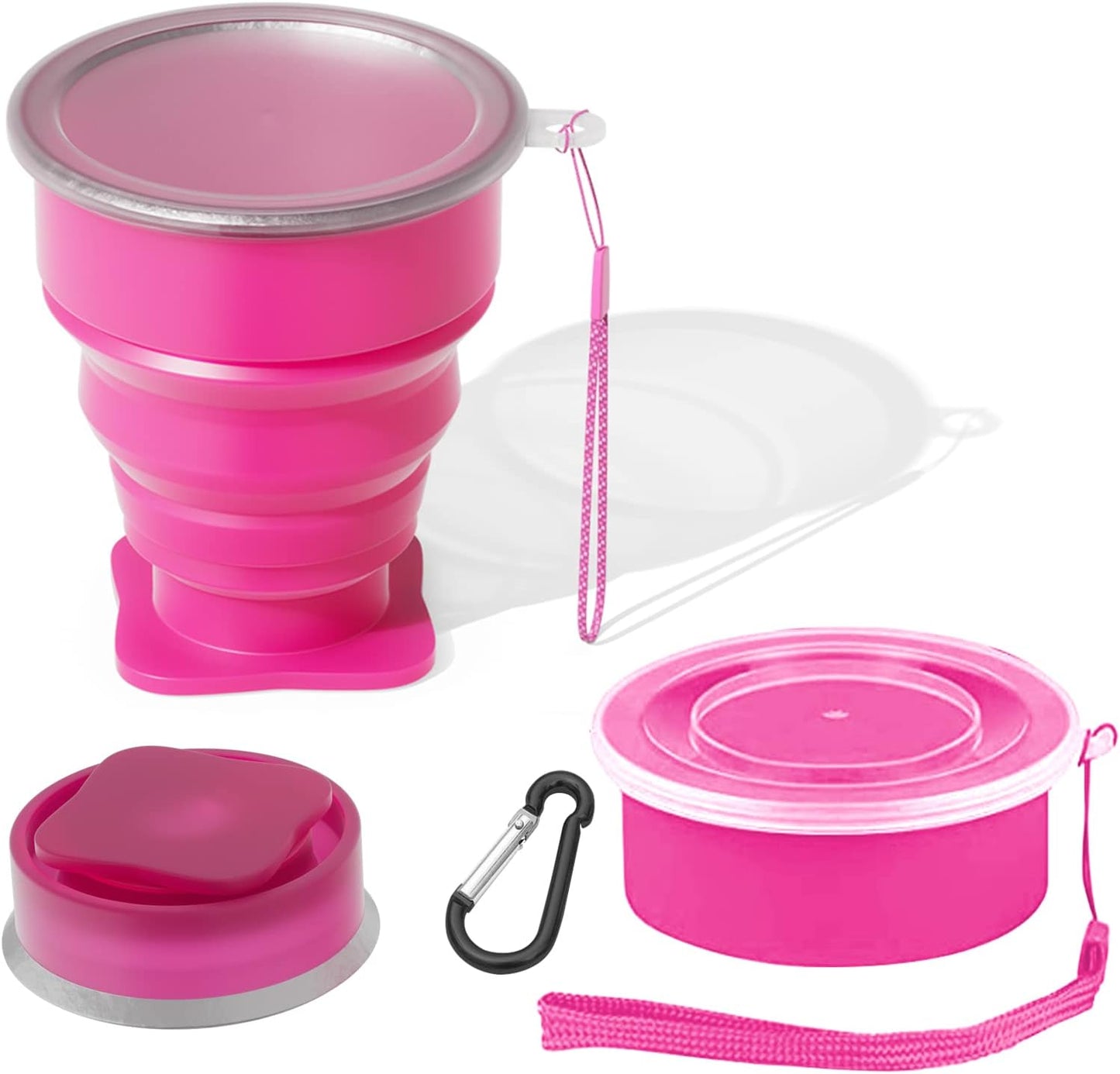 Vaso plegable silicona expandible portátil rosa