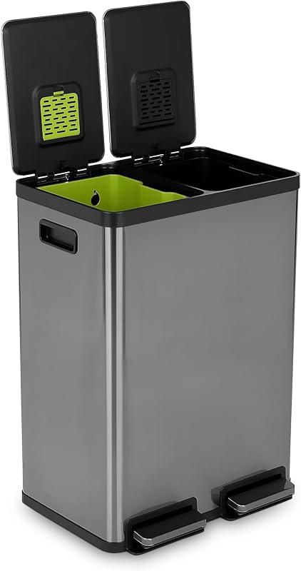 Bote basura negro 16gal doble compartimento cocina