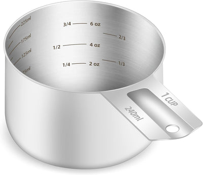 Taza medidora acero inox 240ml 8oz con escala