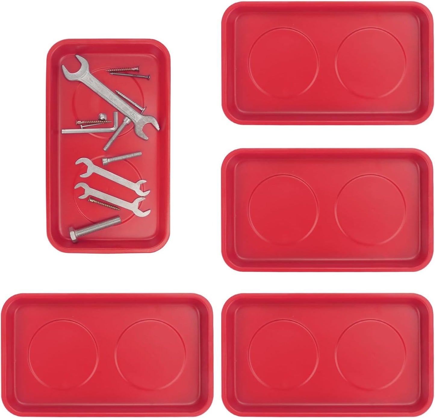 5 Bandejas Magnéticas Herramientas 9.4x5.5pulg Rojo