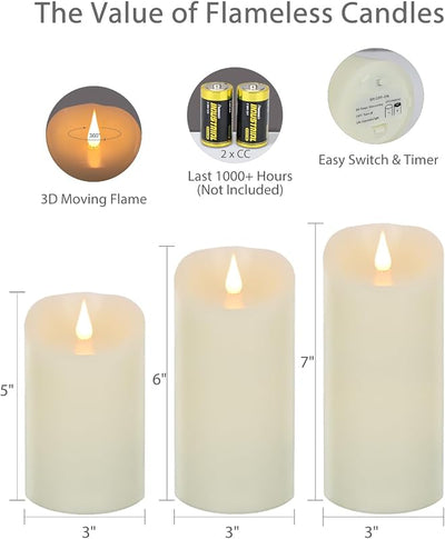 Velas LED 3D con control remoto y temporizador set 3
