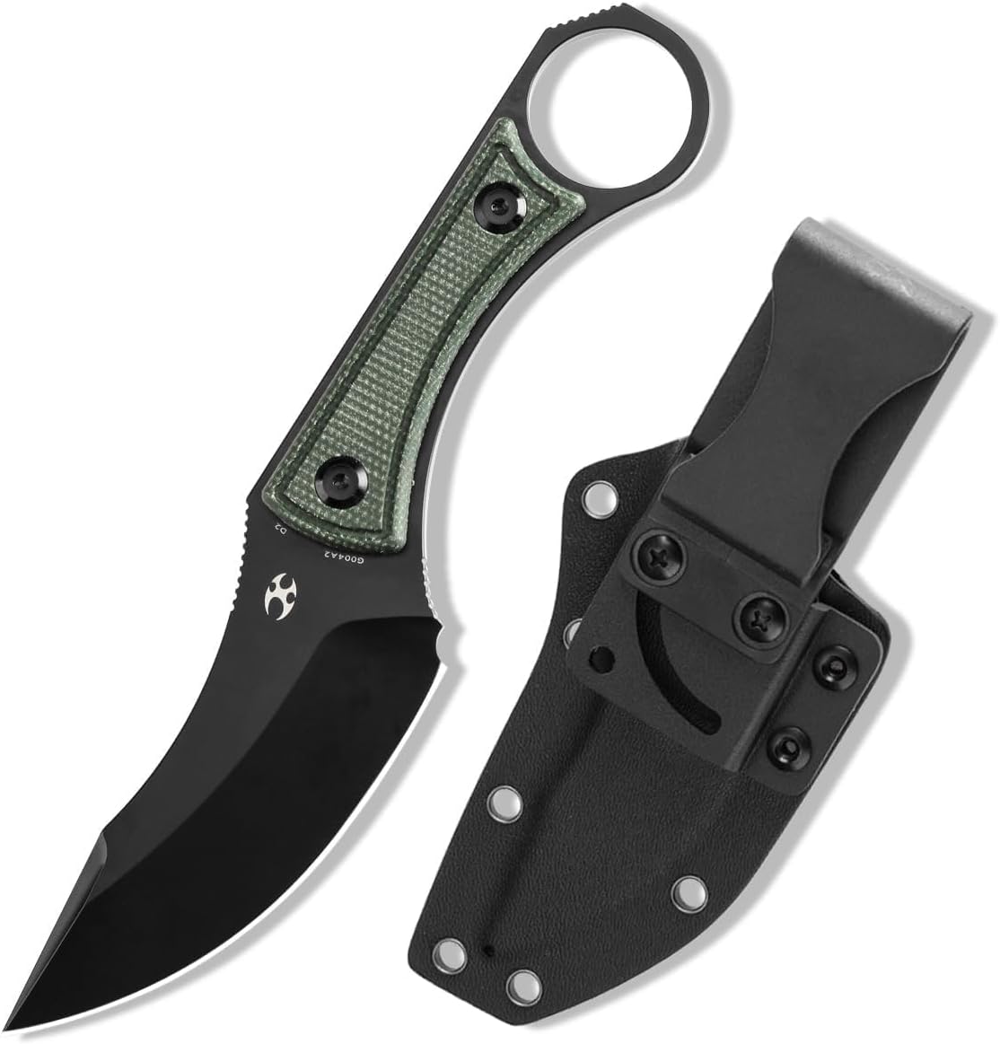 Cuchillo fijo D2 TICN 3.54pulg mango micarta verde funda