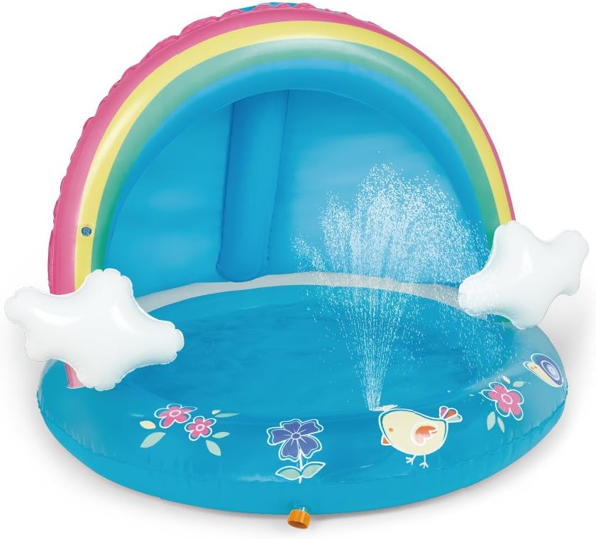 Piscina bebé chorro toldo arco iris 40pulg 1-3 años