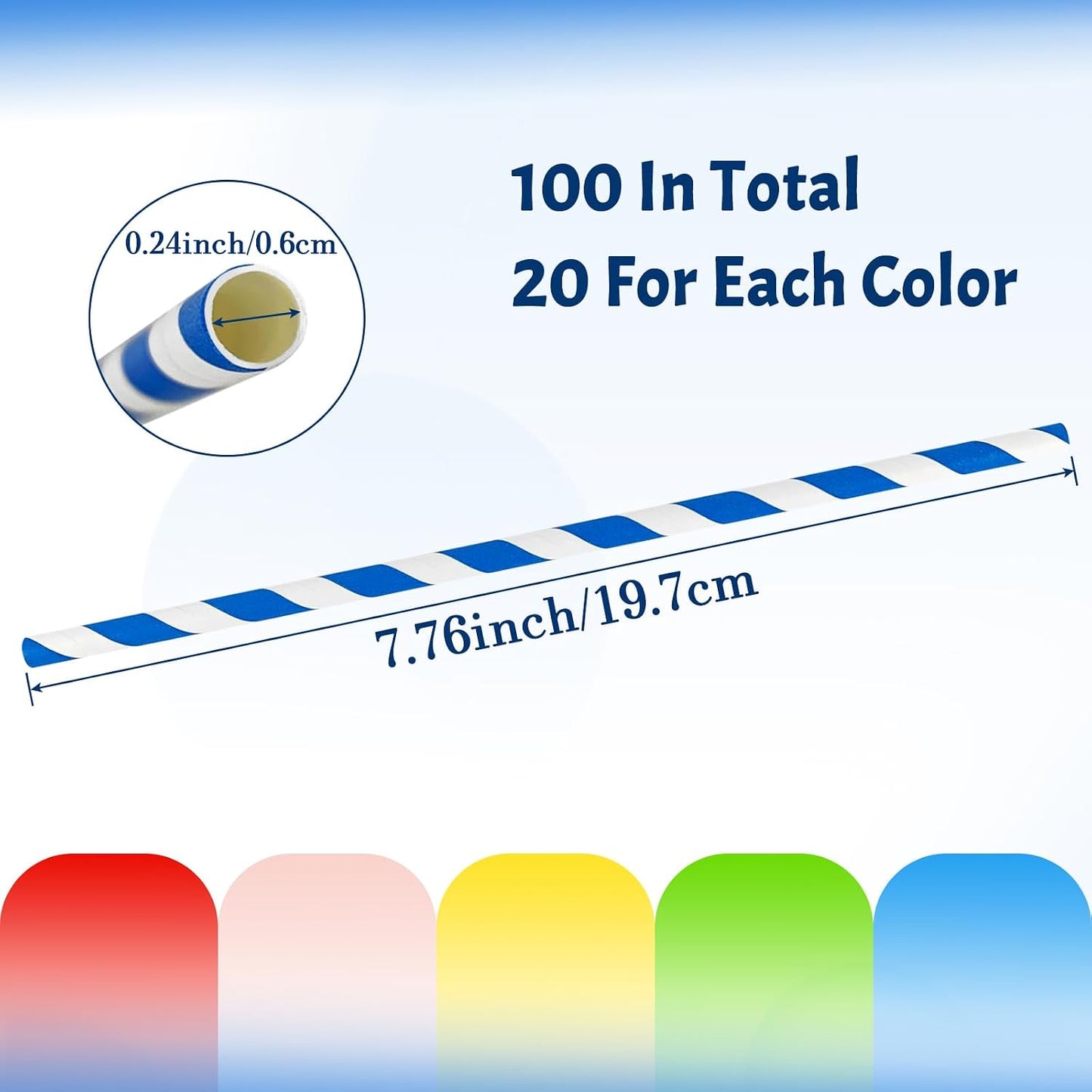 100 Popotes Biodegradables Colores Arco Iris para Jugos y Fiestas