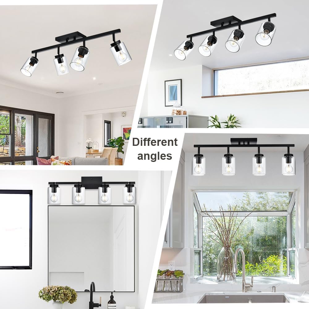 Lámpara tocador 4 luces vidrio transparente metal ajustable