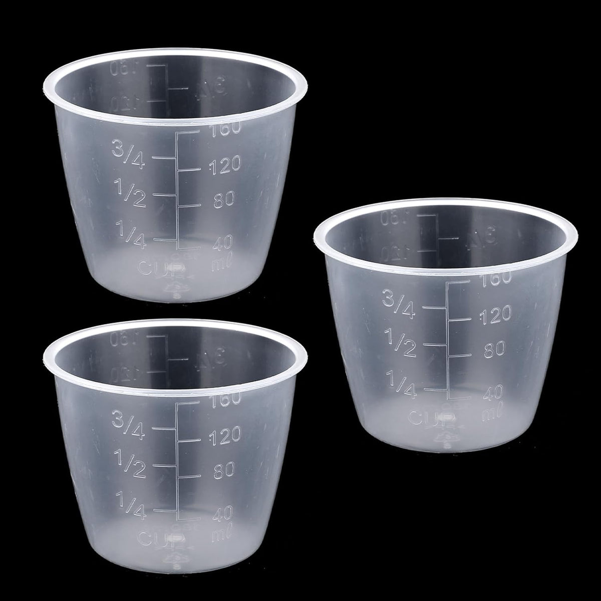 3 Tazas Medidoras Plástico Transparente 5.4oz Arroz