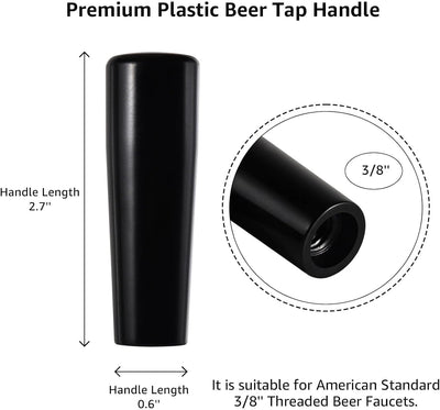 6 Pzas Mango Grifo Plástico Negro Kegerator 3/8
