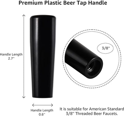 6 Pzas Mango Grifo Plástico Negro Kegerator 3/8