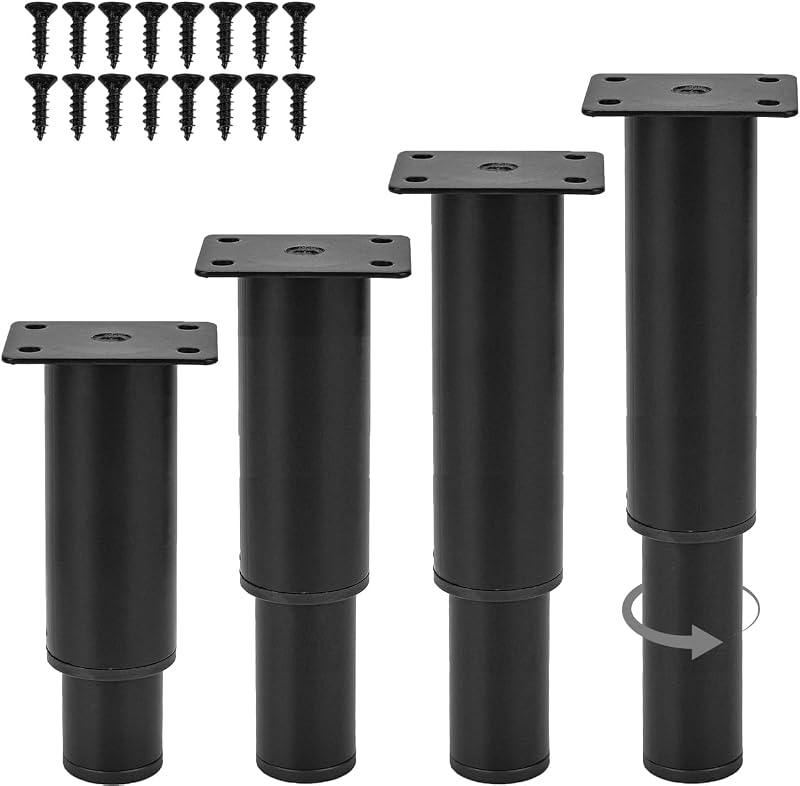 Patas ajustables metal para muebles 3-5pulg set 4